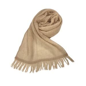 LOLITA LEMPICKA Vintage Beige Mohair Open-Knit Fringe Scarf – Late 1990s